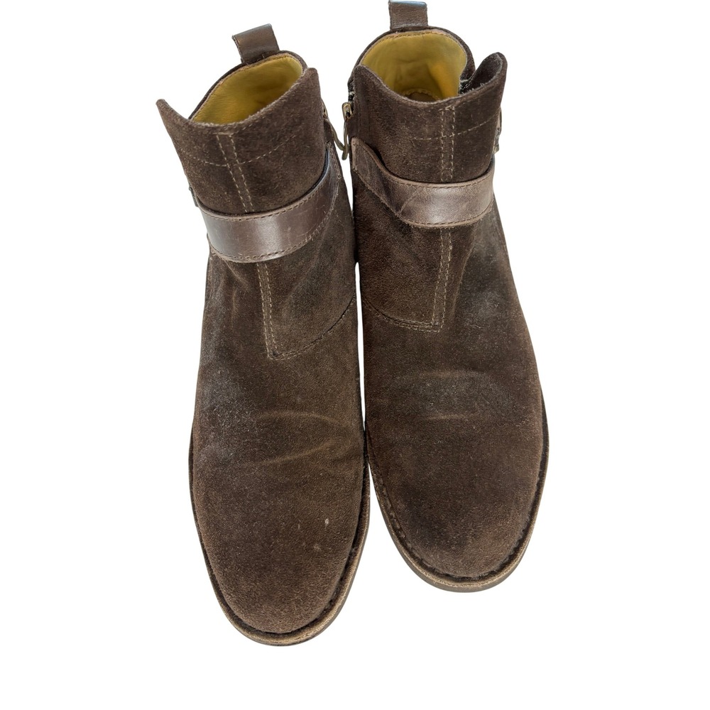Bussola Sevilla Ankle Boots Brown Suede Leather Women 41 Buckle Strap Zipper - Picture 3 of 9